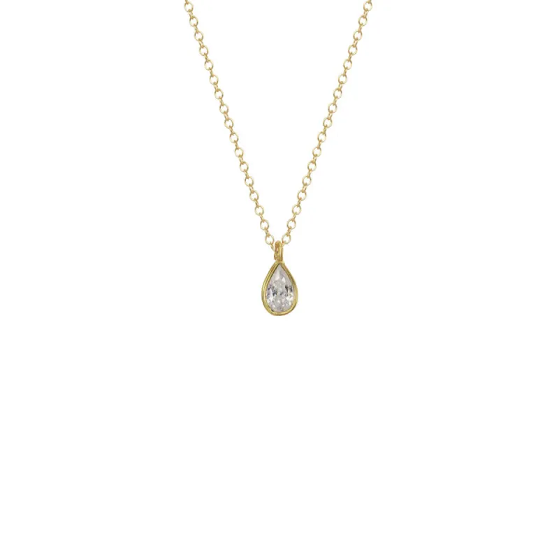 Mini Bezel Teardrop Solitaire Necklace sold by Catherine Weitzman Jewelry