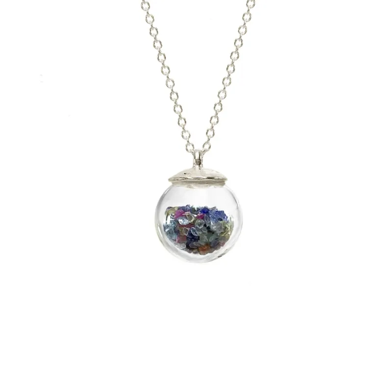 Custom Mixed Small Globe Birthstone Necklace sold by Catherine Weitzman Jewelry