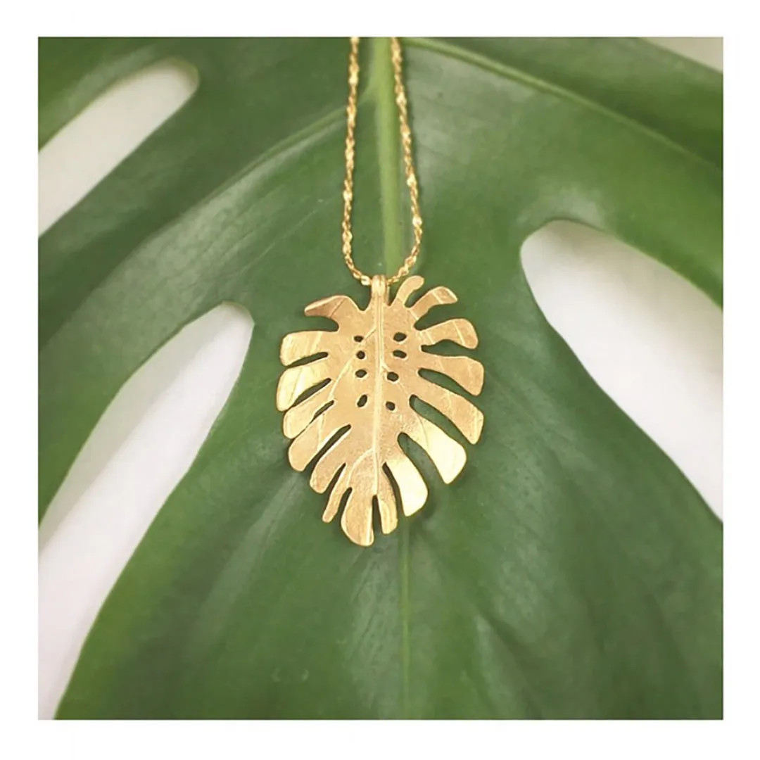 Large Monstera Leaf necklace sold by Catherine Weitzman Jewelry product image thumbnail 3