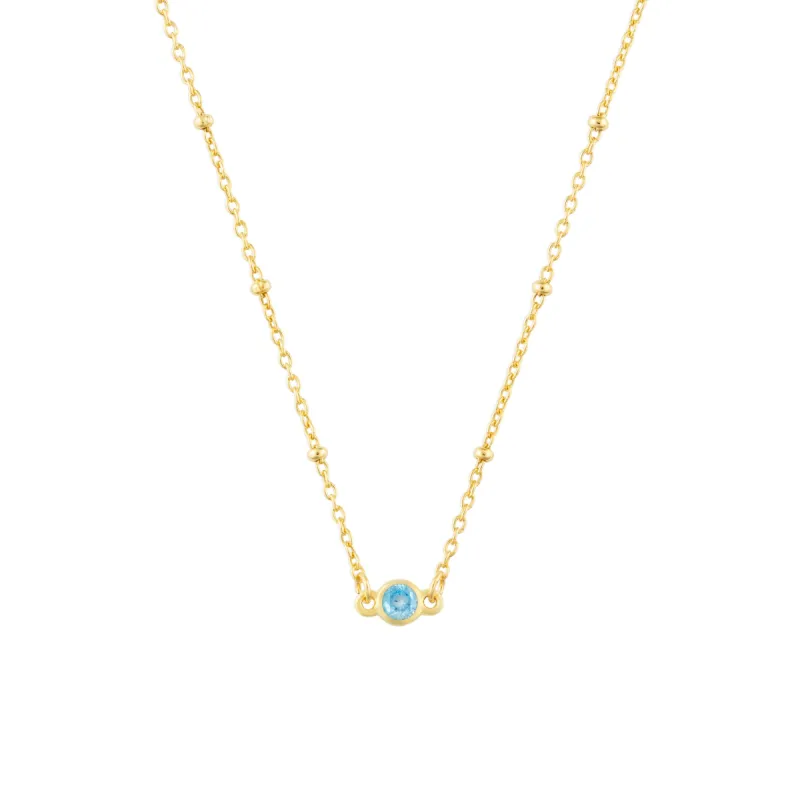 MARCH BIRTHSTONE NECKLACE GOLD sold by FYB JEWELRY