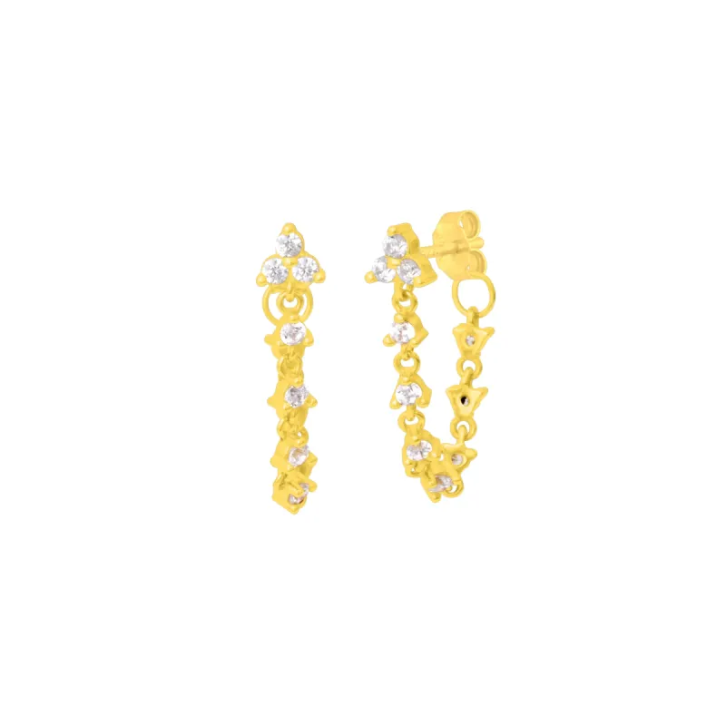 ETTA CRYSTAL CHAIN EARRINGS GOLD sold by FYB JEWELRY