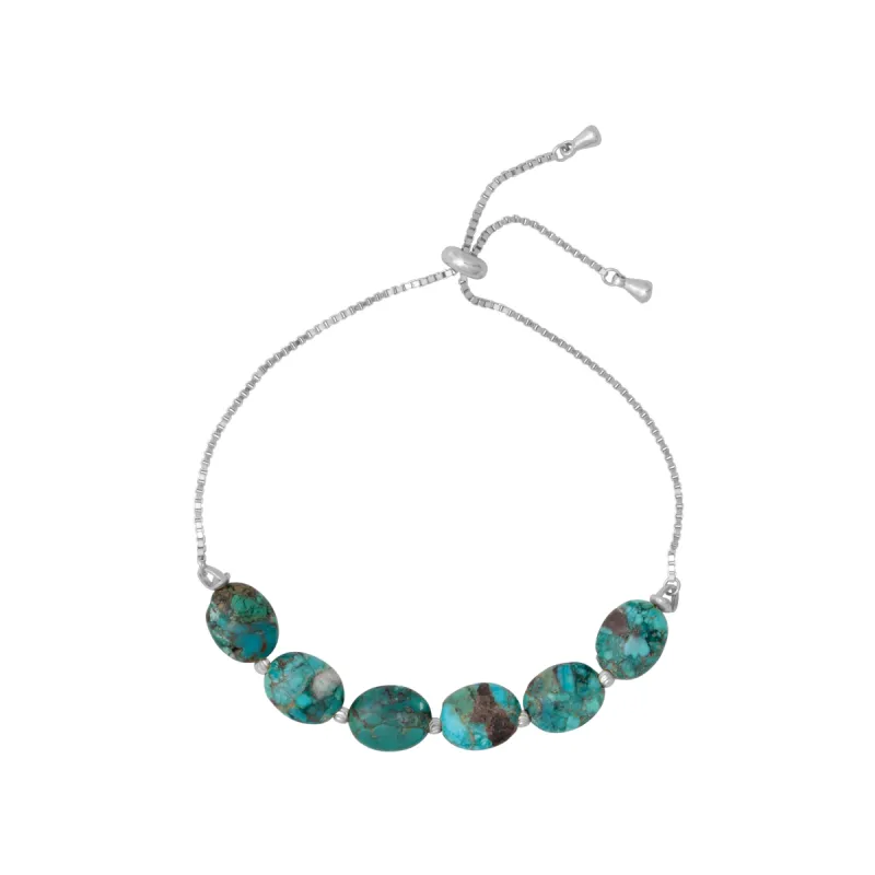 LUCIA TURQUOISE PULL TIE BRACELET SILVER sold by FYB JEWELRY