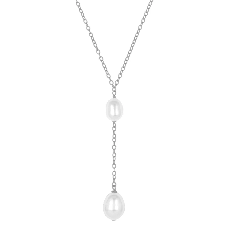 LULA PEAL LARIAT NECKLACE SILVER sold by FYB JEWELRY