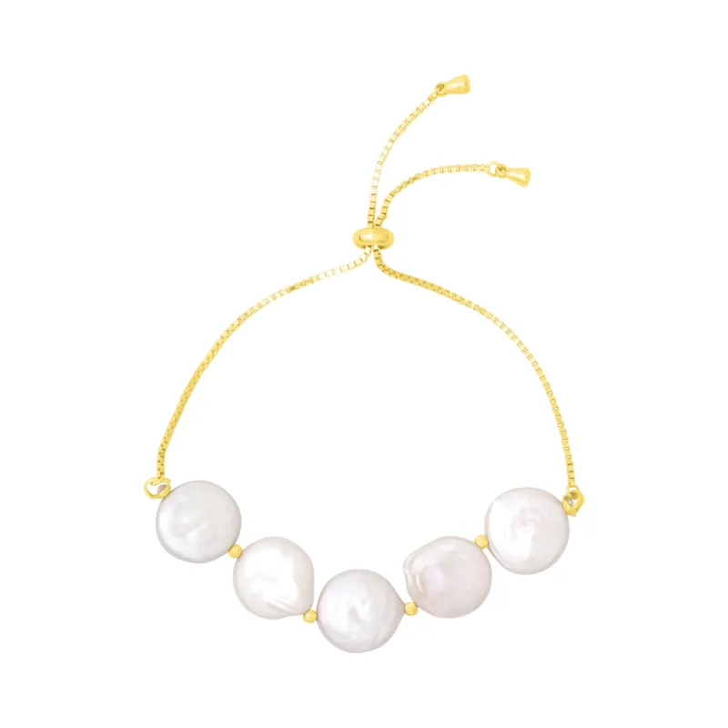 LUCIA PEARL PULL TIE BRACELET GOLD sold by FYB JEWELRY