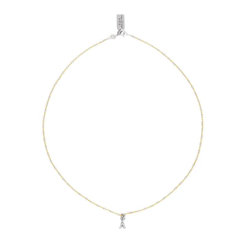 CLEAR CZ IDENTITY NECKLACE SILVER - CHOOSE YOUR INITIAL sold by FYB JEWELRY