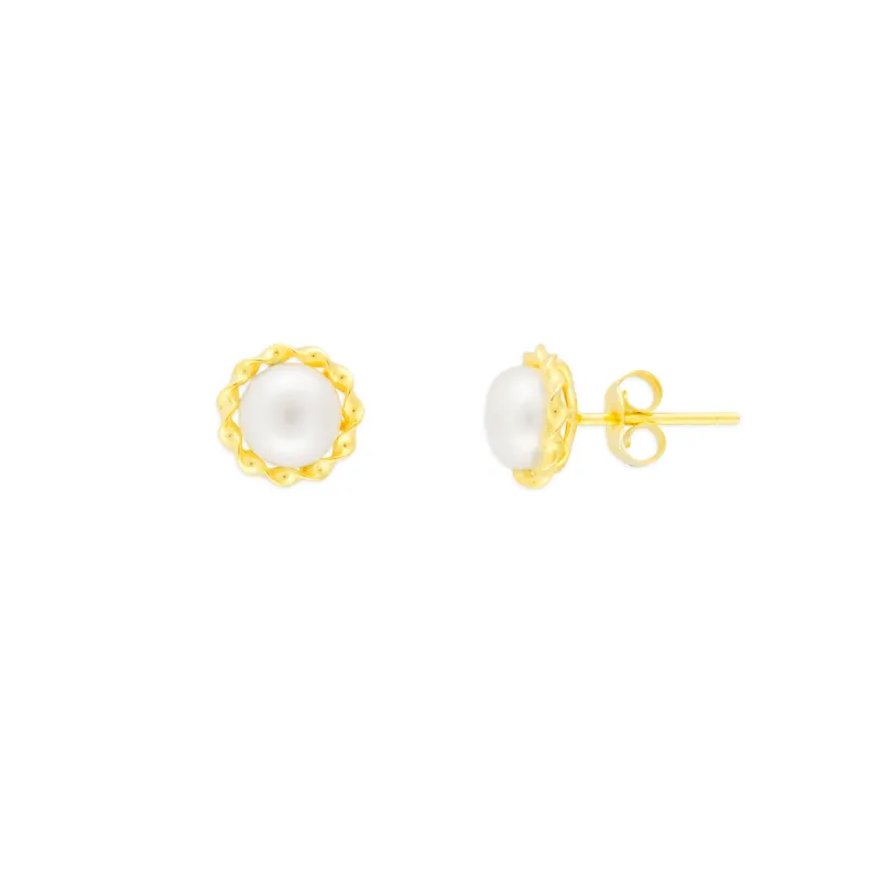 MARGAUX PEARL STUDS GOLD sold by FYB JEWELRY