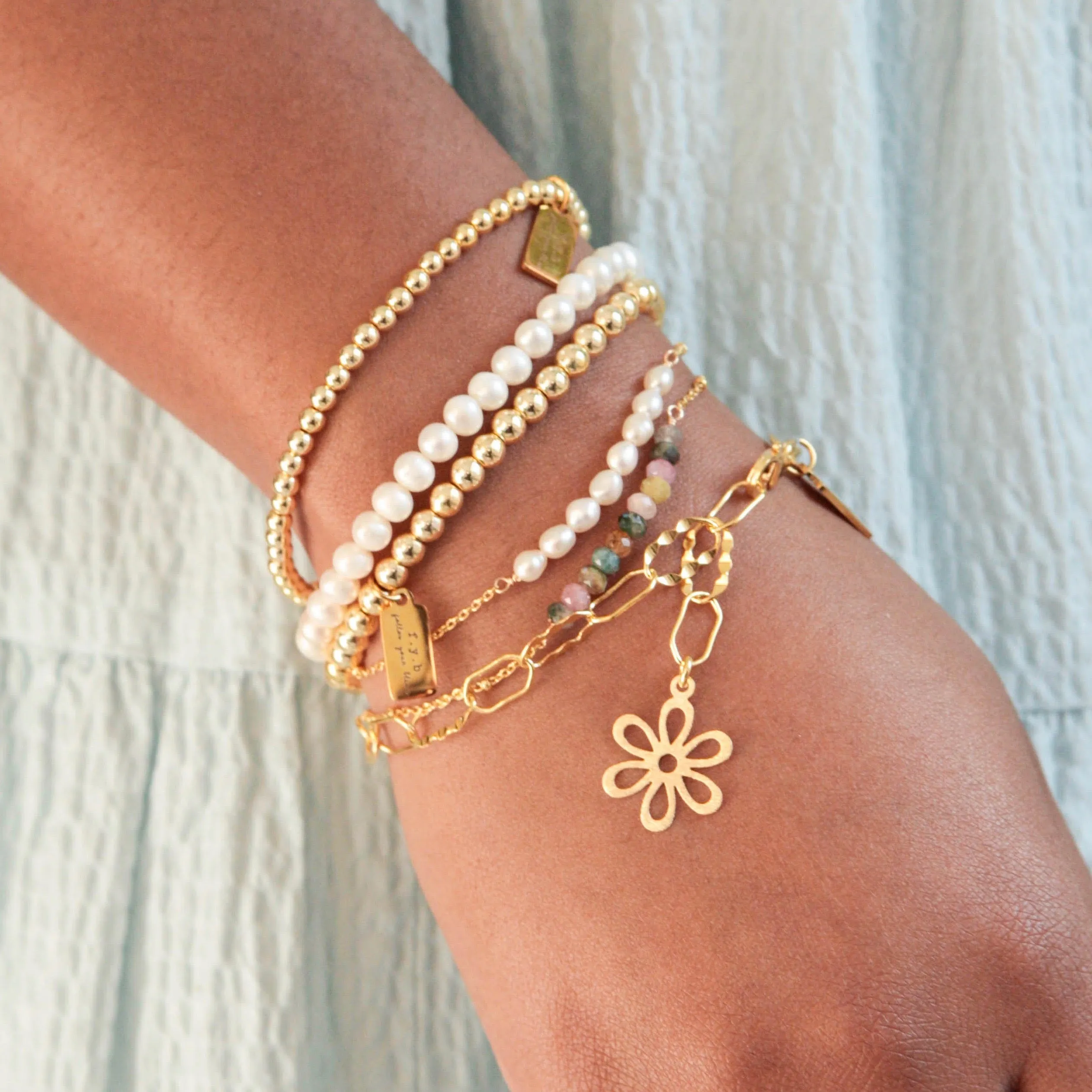 GOLD STAPLE BRACELET sold by FYB JEWELRY product image thumbnail 4