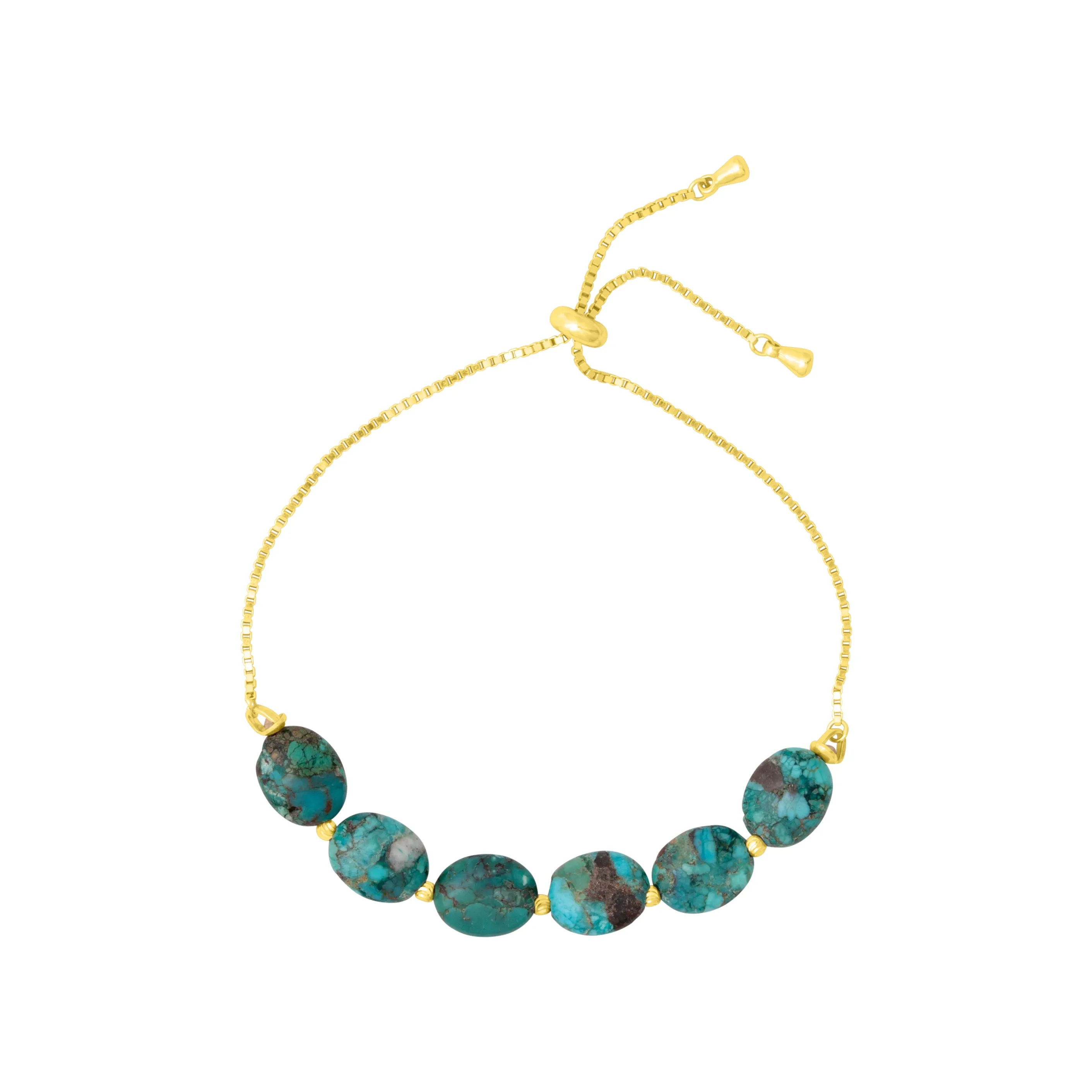 LUCIA TURQUOISE PULL TIE BRACELET GOLD sold by FYB JEWELRY