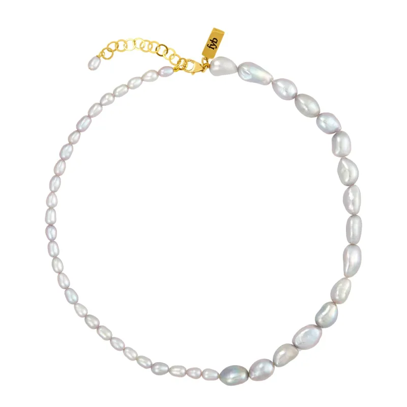 QUINN PEARL NECKLACE GREY sold by FYB JEWELRY