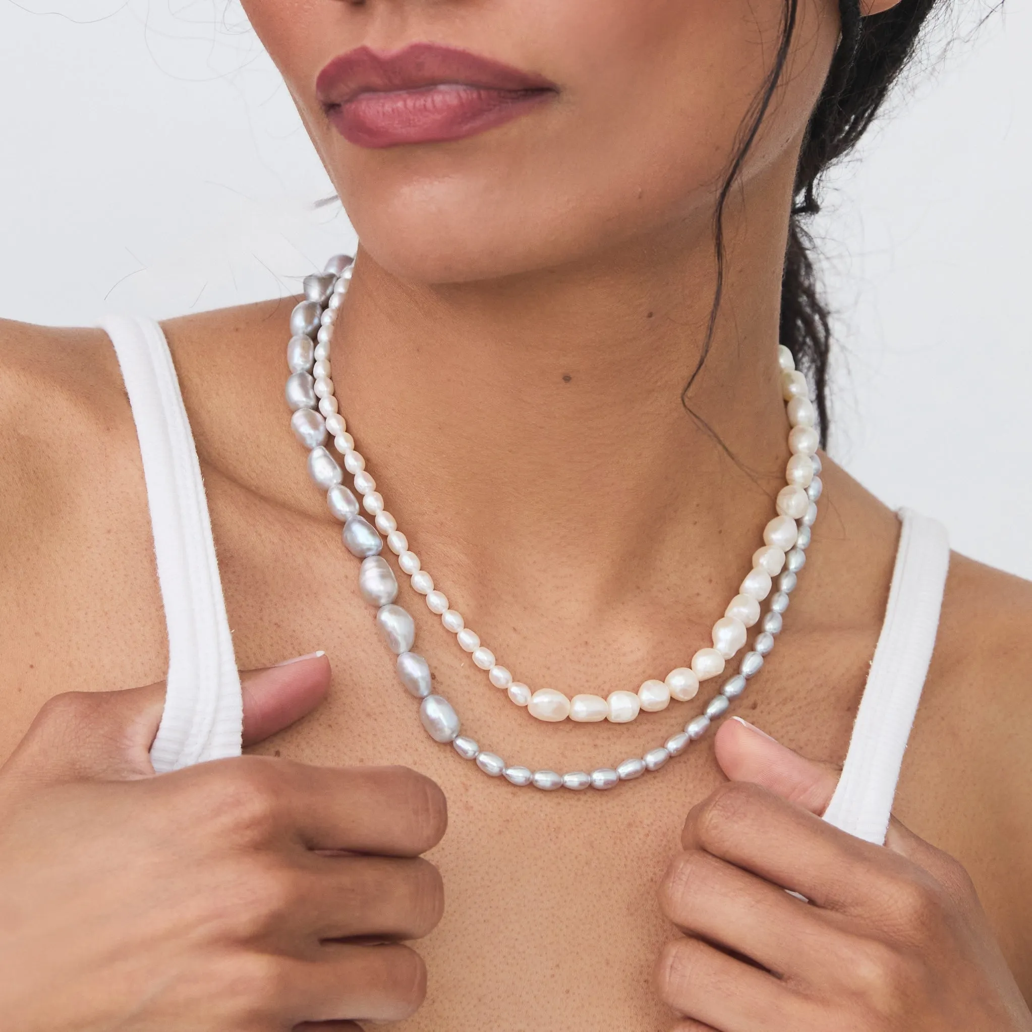 QUINN PEARL NECKLACE WHITE sold by FYB JEWELRY product image thumbnail 3