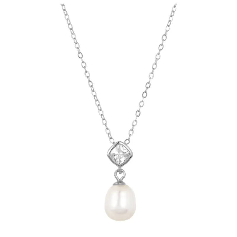 MAE PEARL NECKLACE SILVER sold by FYB JEWELRY