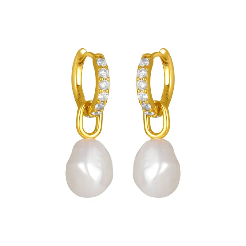 JULIETTE CLEAR PEARL HUGGIES GOLD sold by FYB JEWELRY