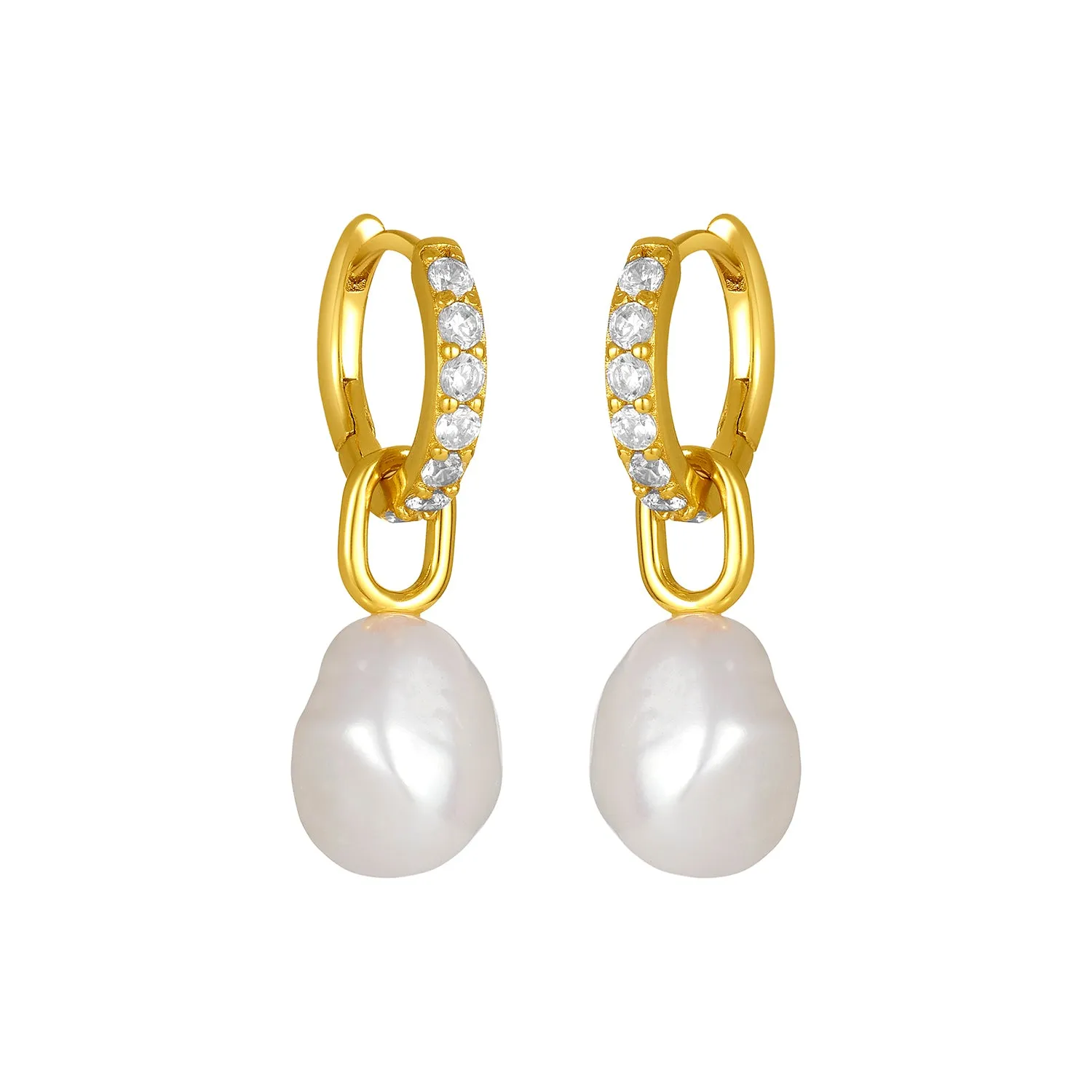 JULIETTE CLEAR PEARL HUGGIES GOLD sold by FYB JEWELRY