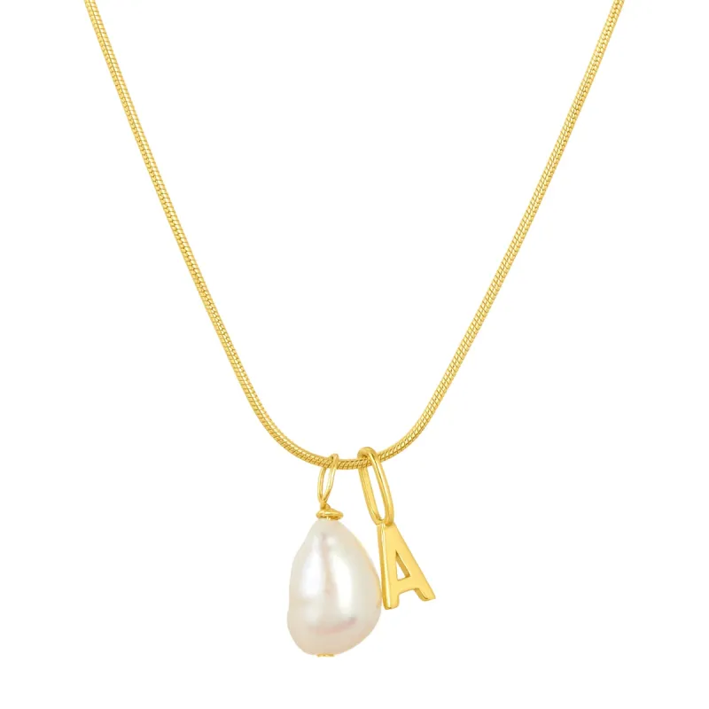 ELISE PEARL INITIAL NECKLACE sold by FYB JEWELRY