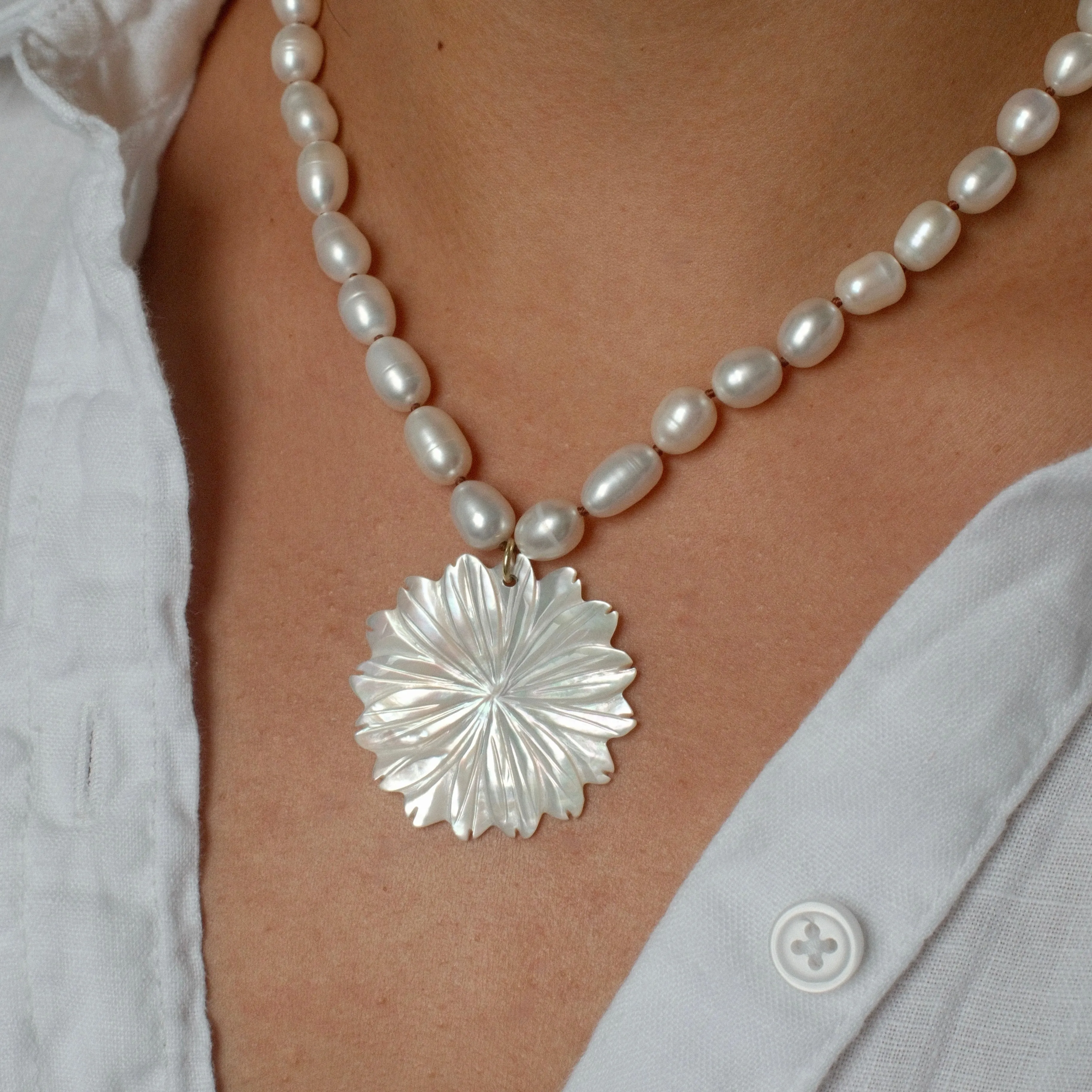 MARTHA FLOWER NECKLACE PEARL sold by FYB JEWELRY product image thumbnail 3