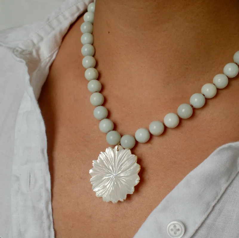 MARTHA FLOWER NECKLACE AMAZONITE sold by FYB JEWELRY