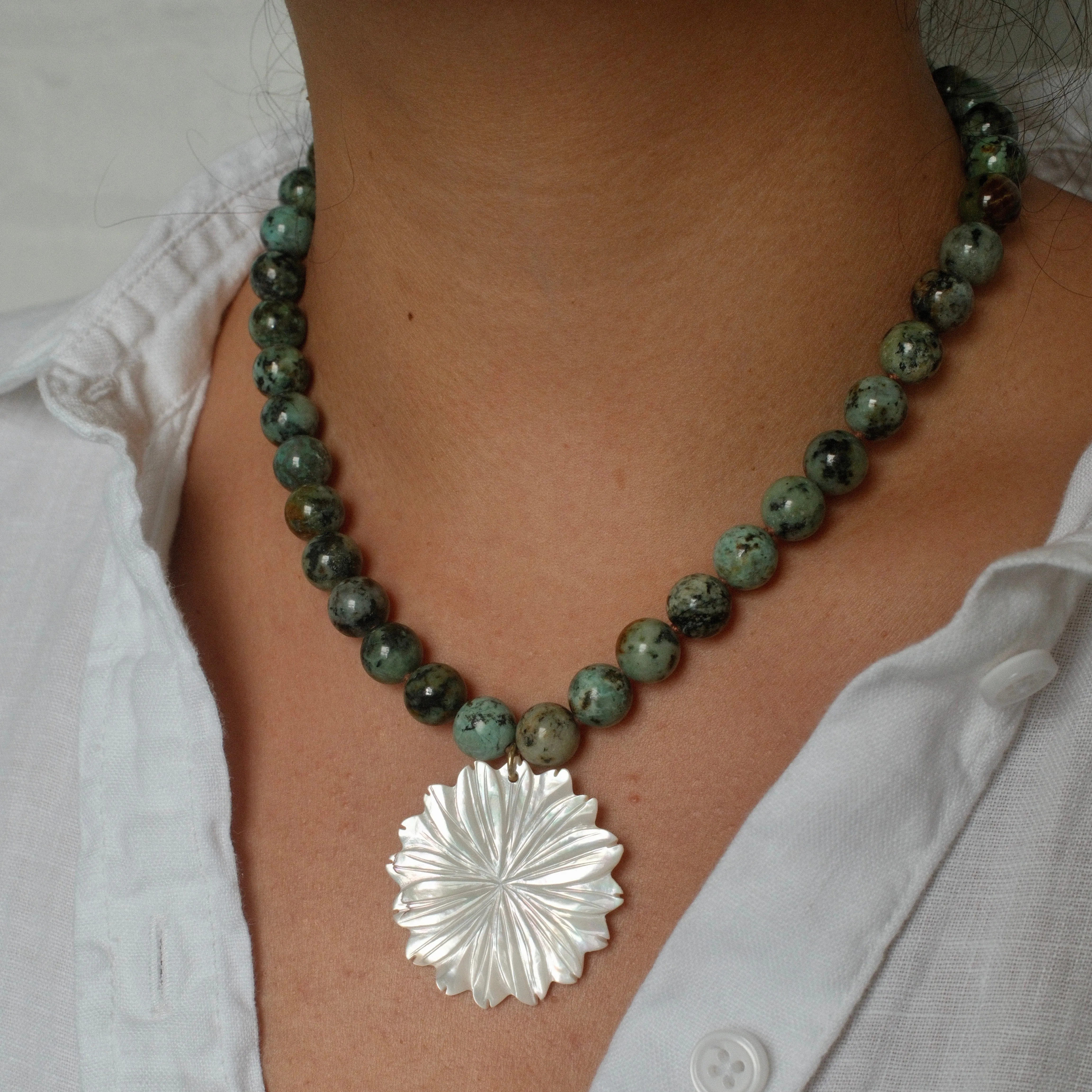 MARTHA FLOWER NECKLACE TURQUOISE sold by FYB JEWELRY product image thumbnail 2