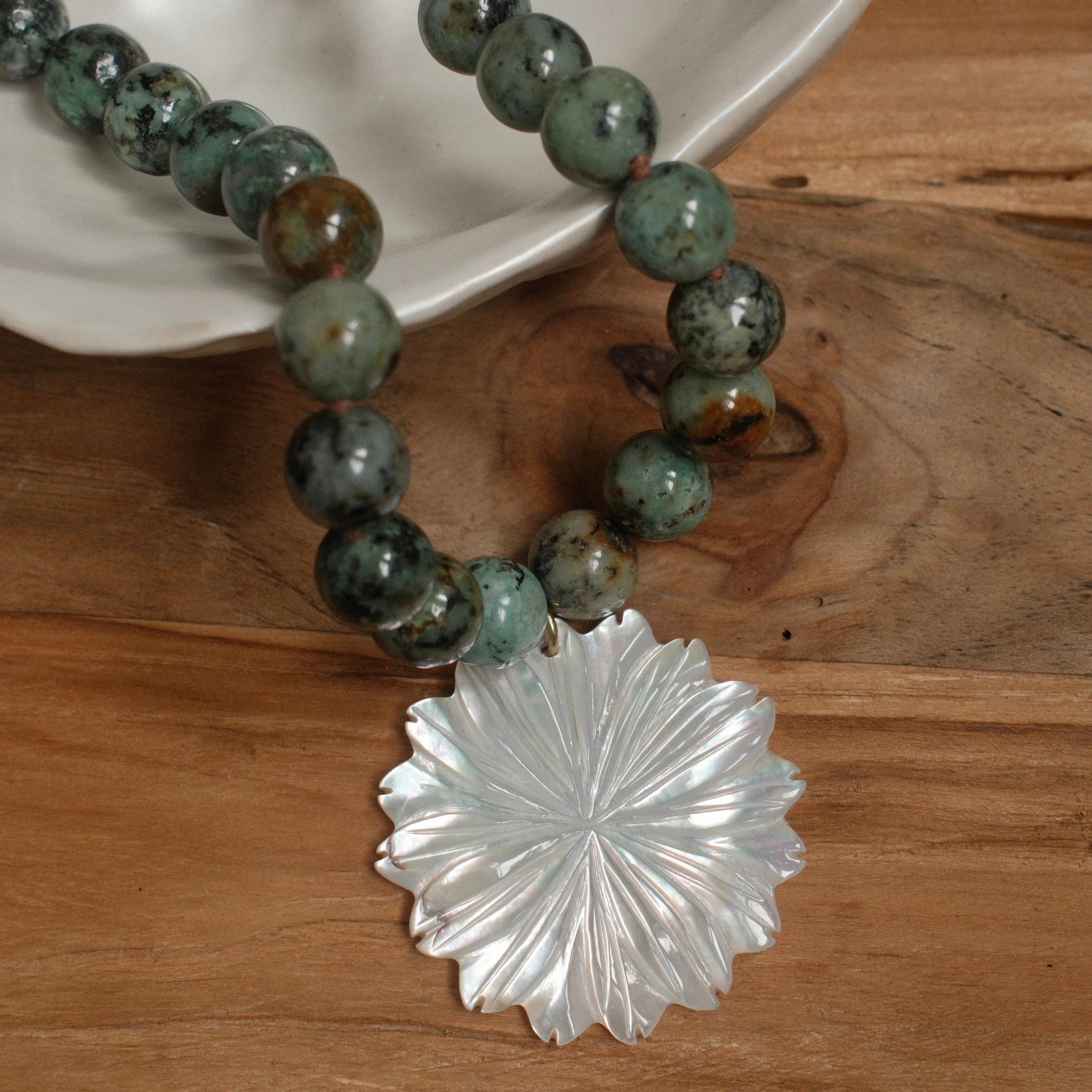MARTHA FLOWER NECKLACE TURQUOISE sold by FYB JEWELRY