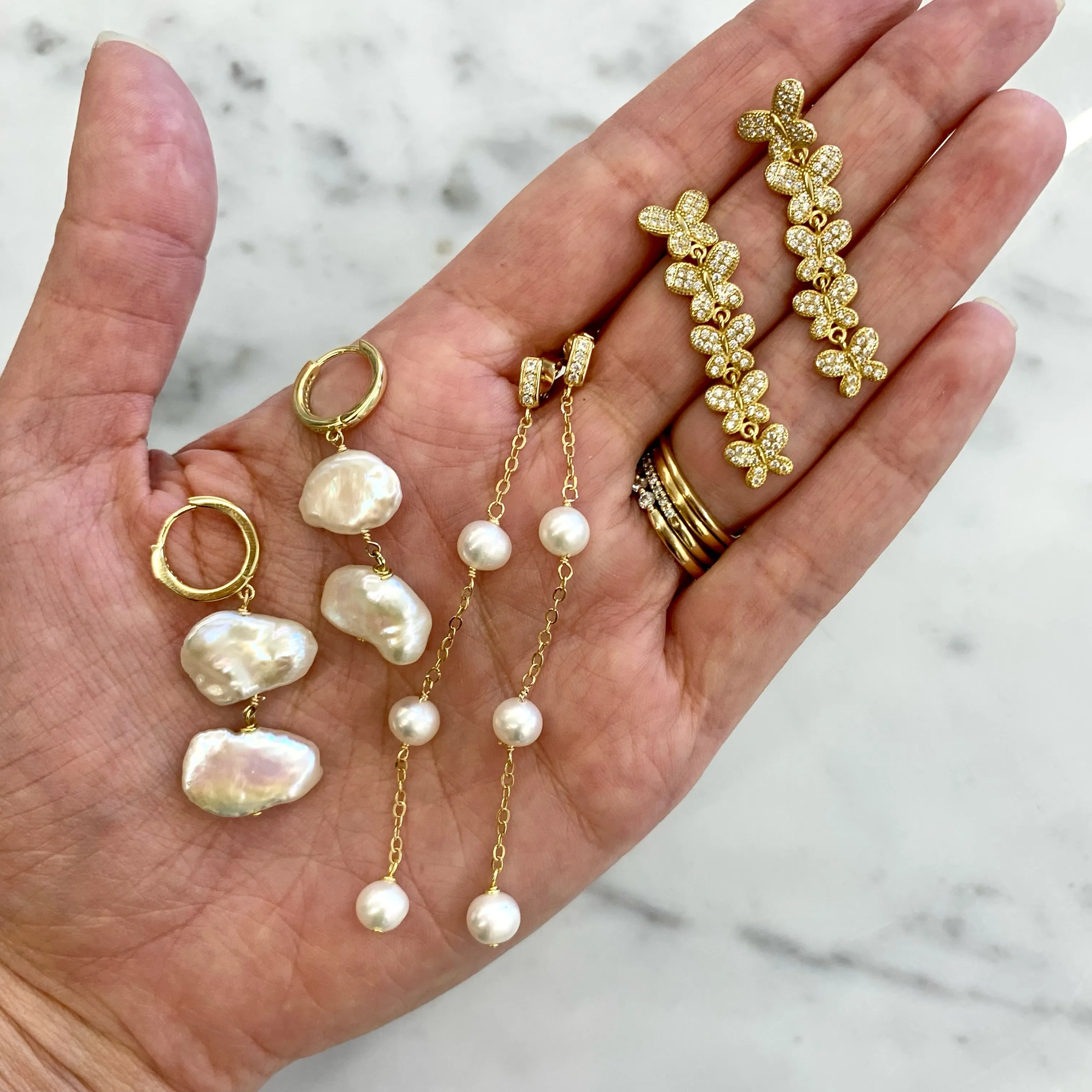 BUTTERFLY GARDEN EARRINGS GOLD sold by FYB JEWELRY product image thumbnail 5