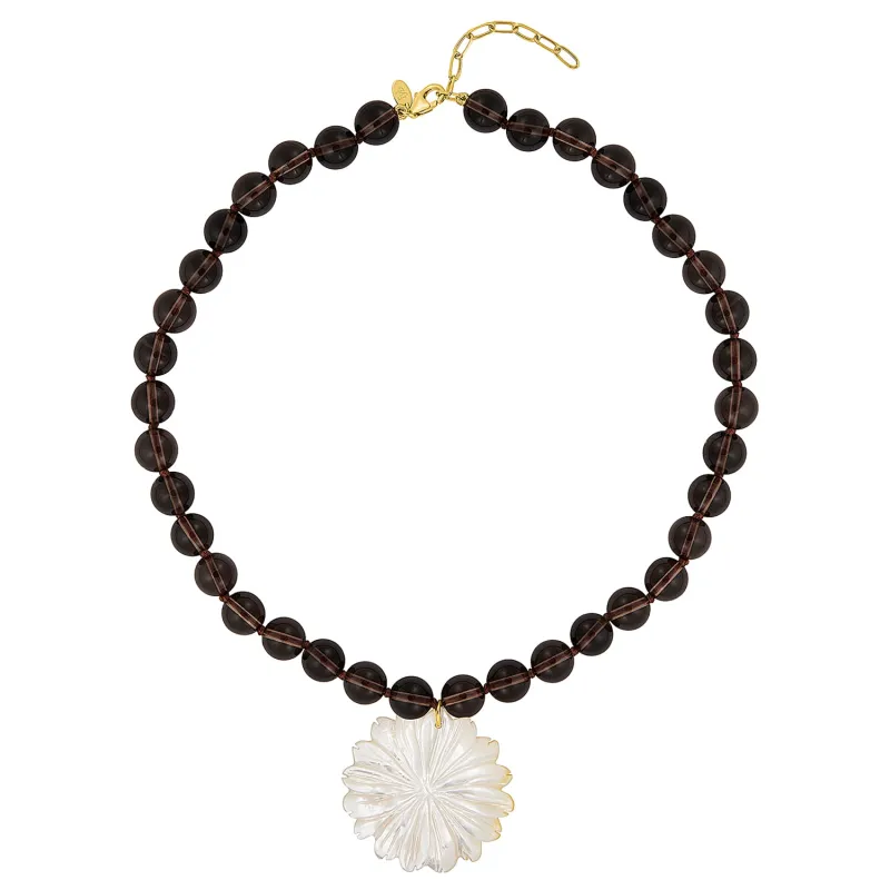 MARTHA FLOWER NECKLACE SMOKY QUARTZ sold by FYB JEWELRY
