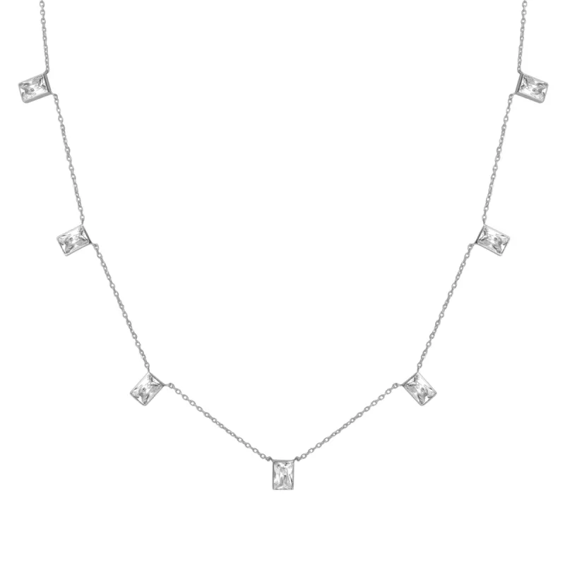 BROOKE BAGUETTE NECKLACE SILVER sold by FYB JEWELRY