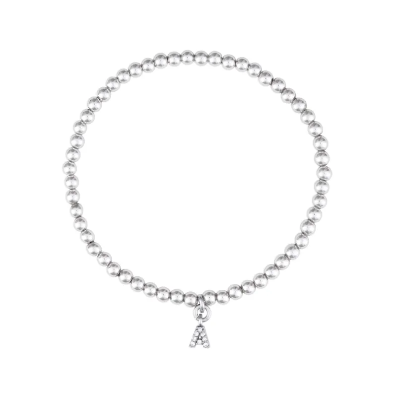 CLEAR CZ IDENTITY BRACELET SILVER - CHOOSE YOUR INITIAL sold by FYB JEWELRY
