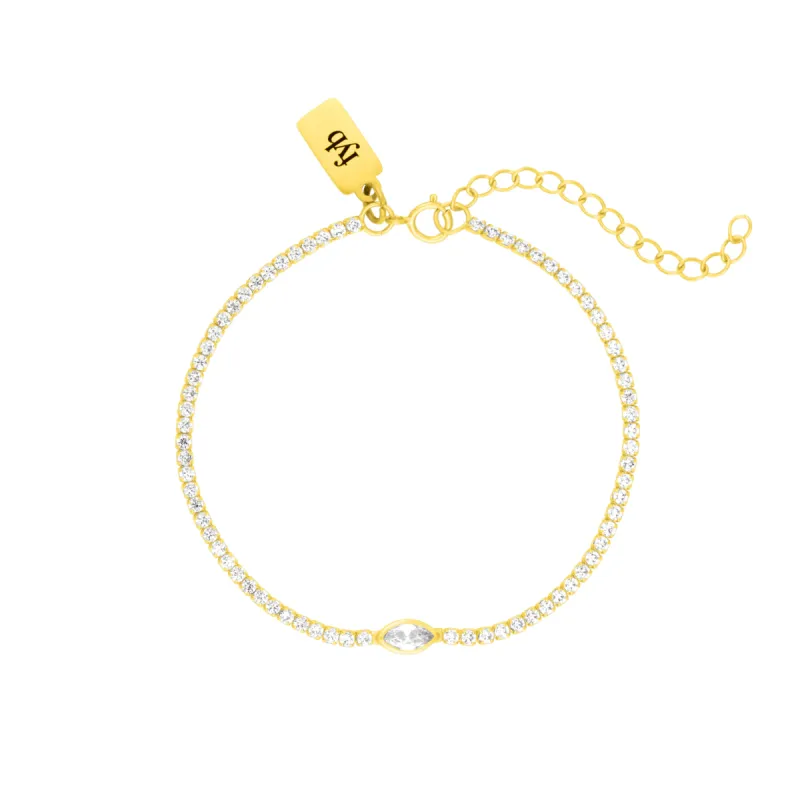 ARYA TENNIS BRACELET CRYSTAL GOLD sold by FYB JEWELRY