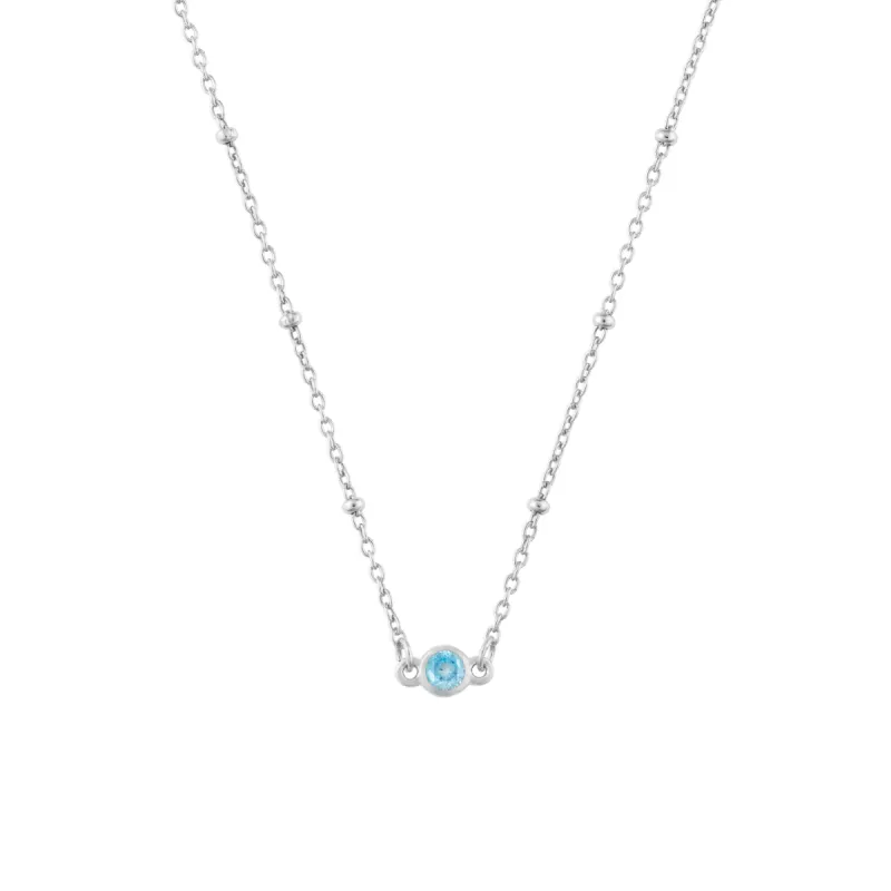 MARCH BIRTHSTONE NECKLACE SILVER sold by FYB JEWELRY