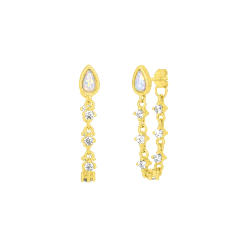 ETTA OPAL CHAIN EARRINGS GOLD sold by FYB JEWELRY