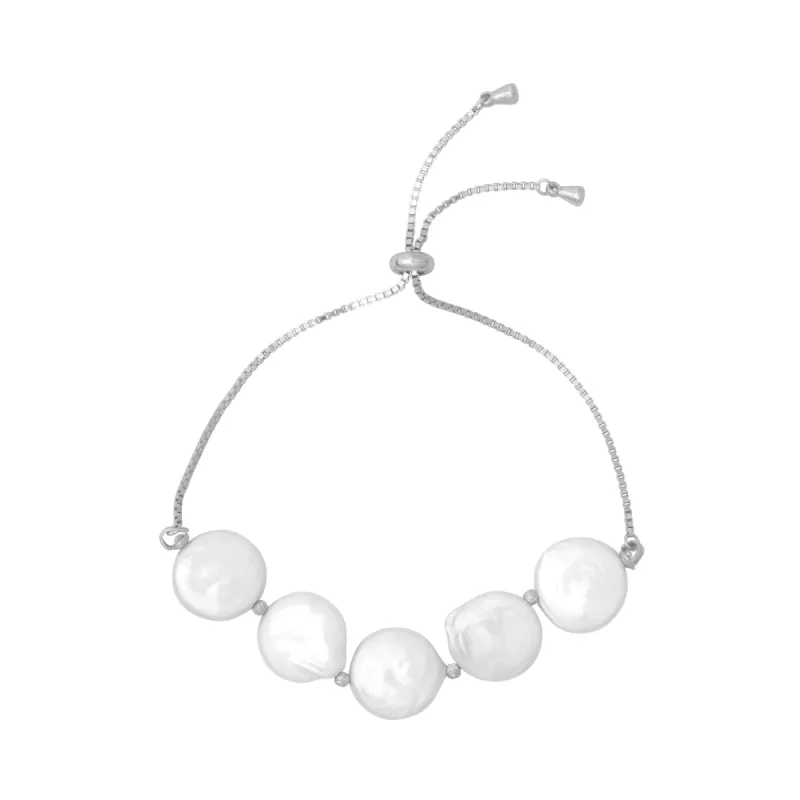 LUCIA PEARL PULL TIE BRACELET SILVER sold by FYB JEWELRY