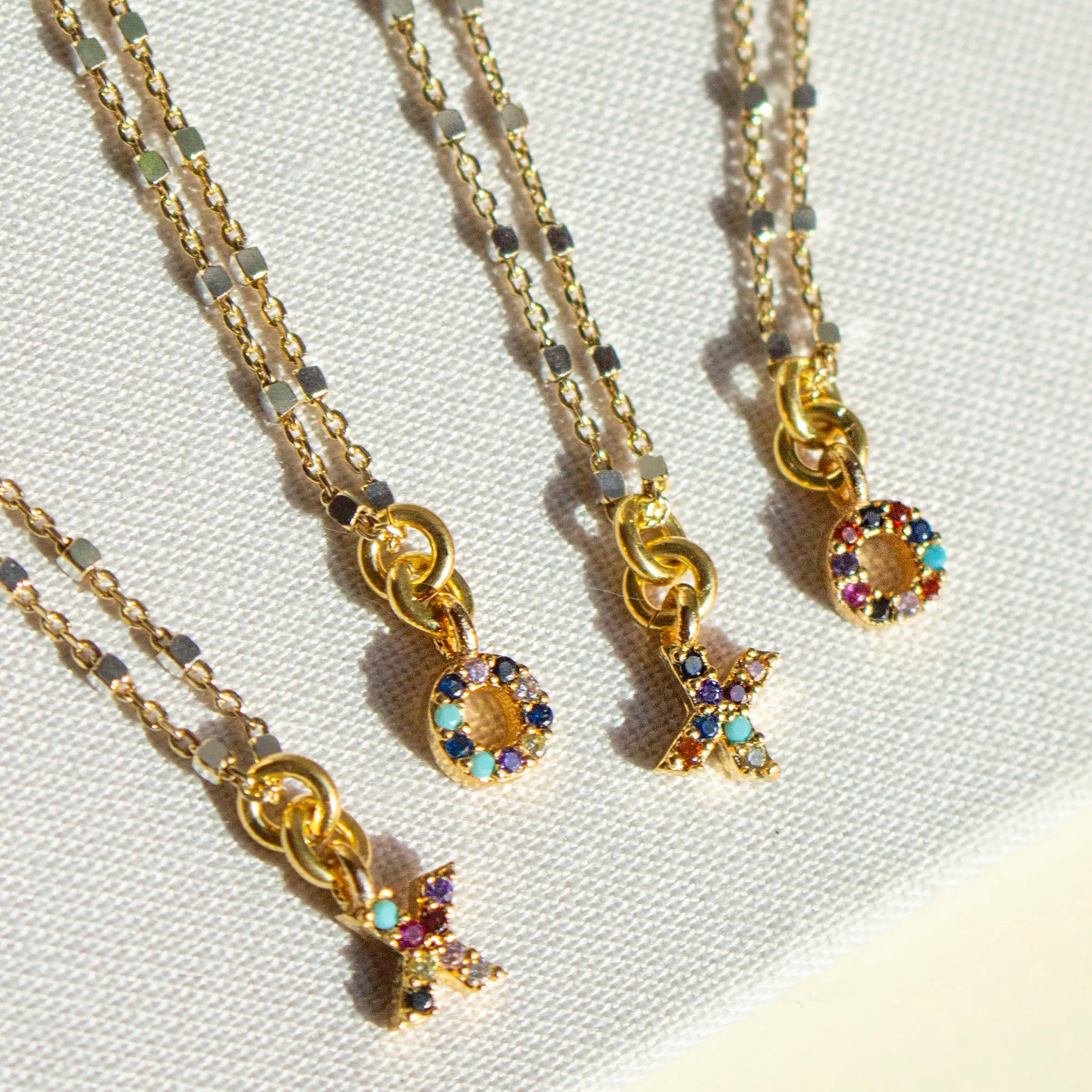RAINBOW CZ IDENTITY NECKLACE GOLD - CHOOSE YOUR INITIAL sold by FYB JEWELRY product image thumbnail 5