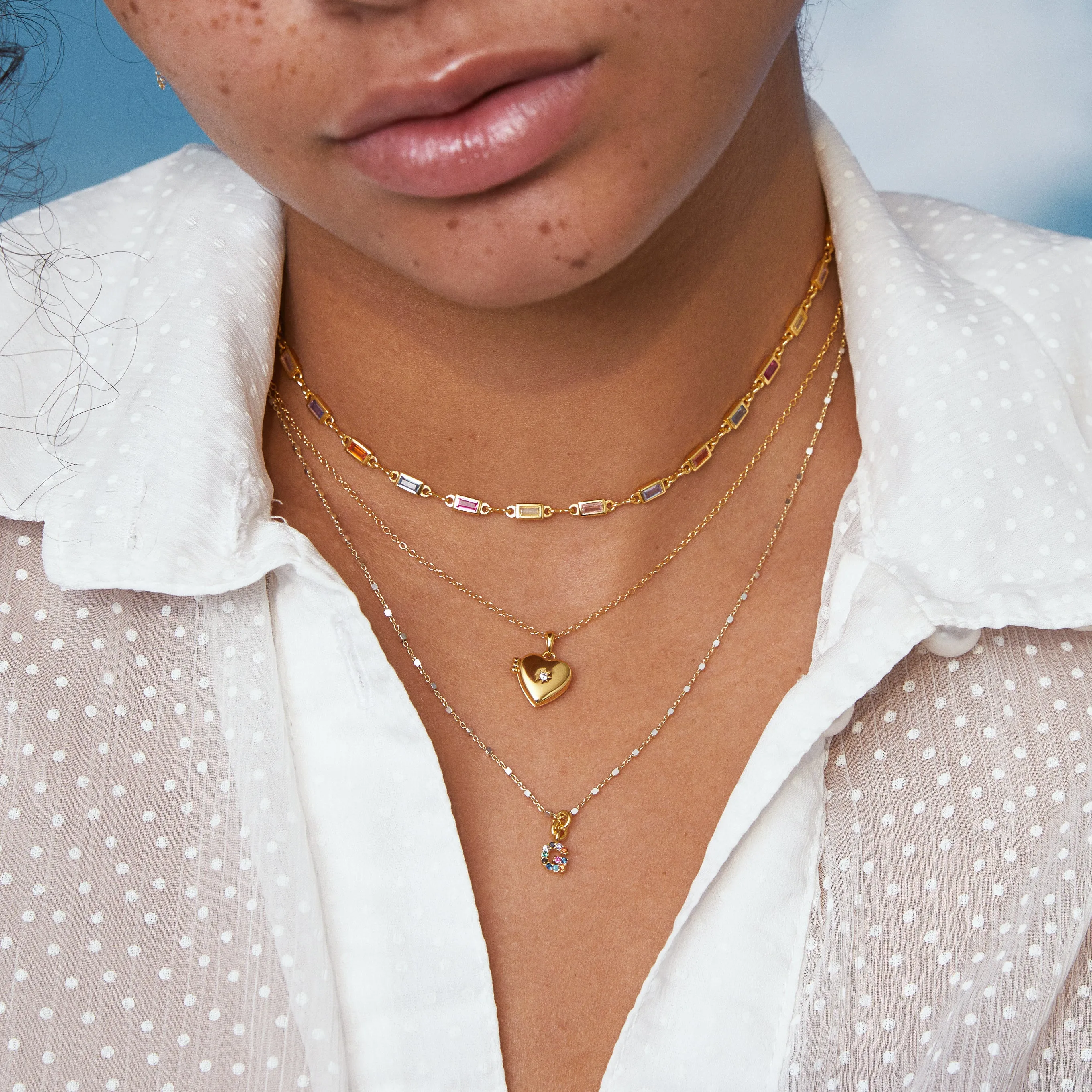 RAINBOW CZ IDENTITY NECKLACE GOLD - CHOOSE YOUR INITIAL sold by FYB JEWELRY product image thumbnail 2