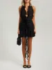 Black chiffon ruffle flower mini dress sold by Heiress Beverly Hills