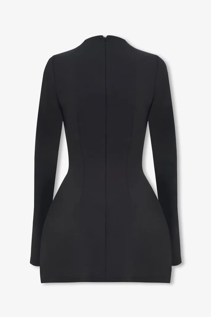 Black long sleeve a line pocket mini dress sold by Heiress Beverly Hills product image thumbnail 2