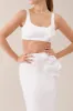 White flower embellished satin crop top sold by Heiress Beverly Hills