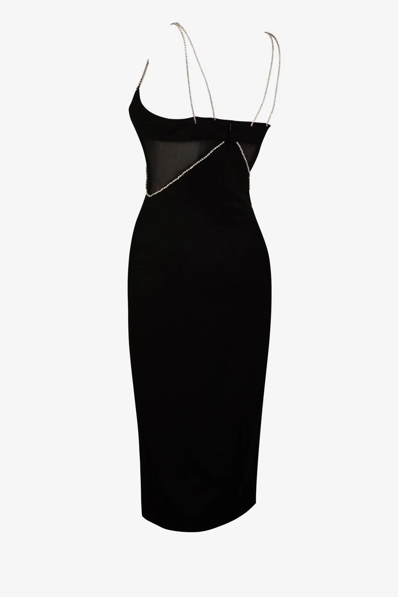 Black Diamanté Strap Cutout Midi Dress sold by Heiress Beverly Hills product image thumbnail 5