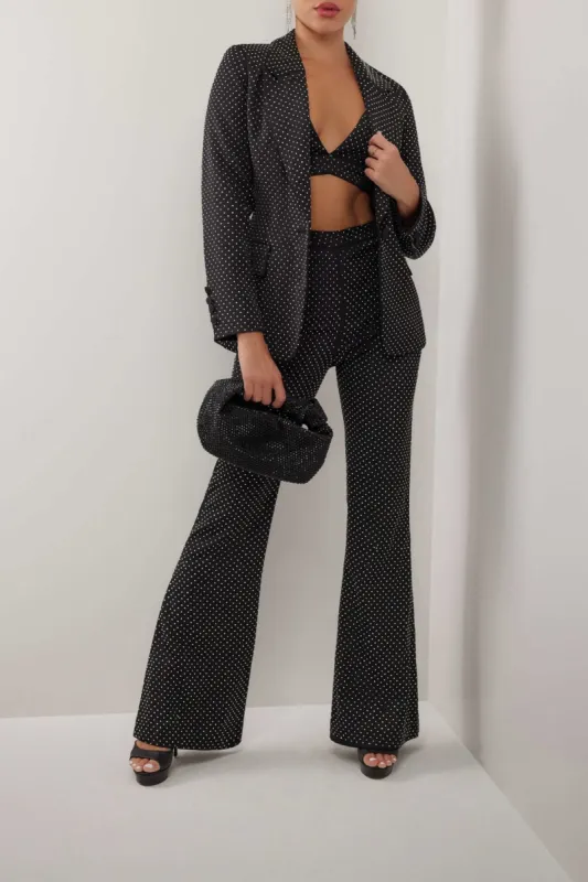 Black crystal embellished pants sold by Heiress Beverly Hills