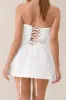 White strapless lace corset bustier a-line mini dress sold by Heiress Beverly Hills
