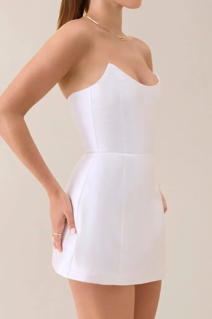 White strapless sheen corset mini dress sold by Heiress Beverly Hills product image thumbnail 3