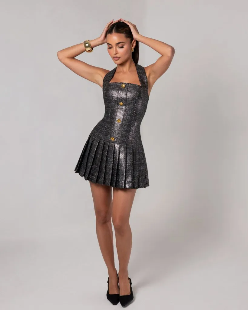 Metallic tweed flare mini dress sold by Heiress Beverly Hills product image thumbnail 3