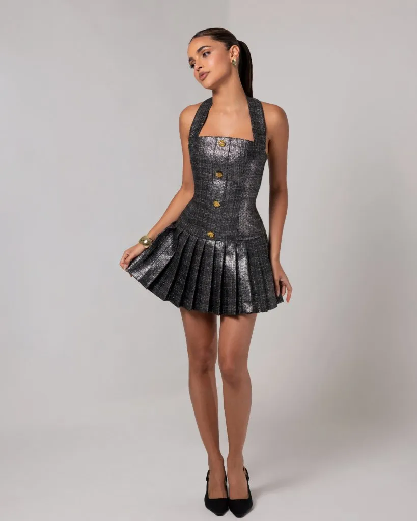 Metallic tweed flare mini dress sold by Heiress Beverly Hills product image thumbnail 4