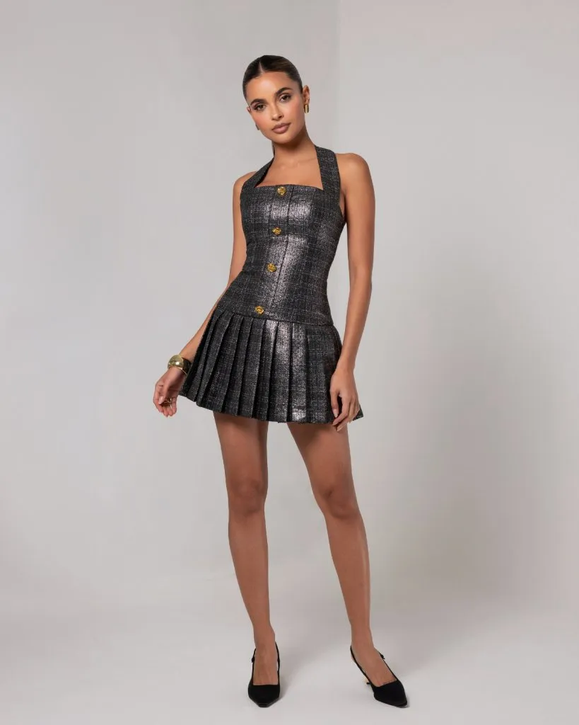 Metallic tweed flare mini dress sold by Heiress Beverly Hills product image thumbnail 5