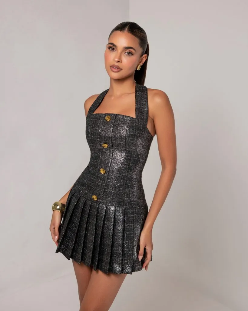 Metallic tweed flare mini dress sold by Heiress Beverly Hills product image thumbnail 2