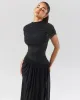Black draped shoulder maxi dress sold by Heiress Beverly Hills