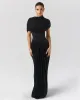 Black draped shoulder maxi dress sold by Heiress Beverly Hills