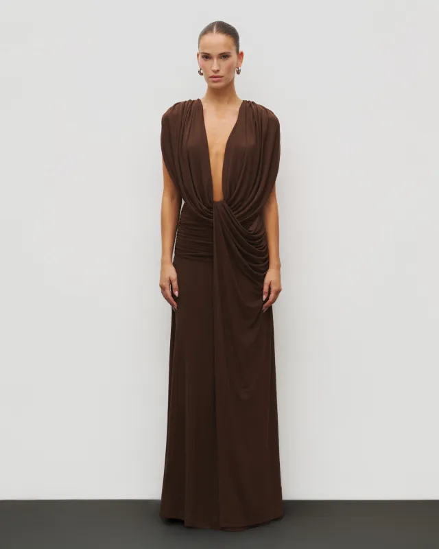 The Plunge Drape Gown sold by Heiress Beverly Hills