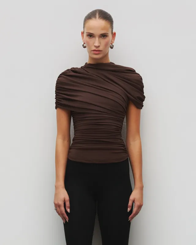 The Draped Shoulder Top sold by Heiress Beverly Hills
