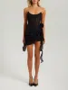 Black chiffon mesh corset flower drape mini dress sold by Heiress Beverly Hills