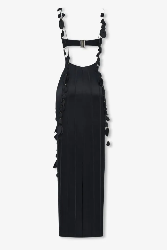 Black silk petal maxi dress sold by Heiress Beverly Hills product image thumbnail 5