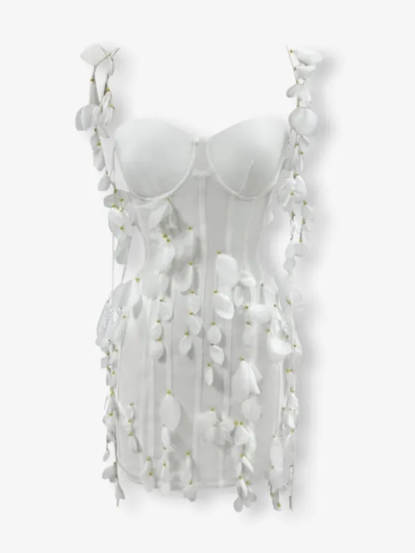 White petal mini dress sold by Heiress Beverly Hills